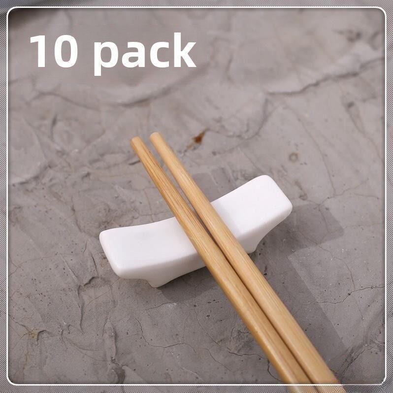 10-Piece Ceramic Chopstick Holders, White Dual-Use Chopstick Holders in Chinese and Japanese Style, Restaurant Dining Chopstick Rests, Spoon Rests