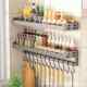 German Gunmetal Kitchen Spice Rack, No-Drill Wall-Mounted Multi-Layer Condiment Organizer, Multifunctional Storage Rack