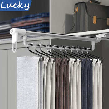 Light wardrobe hanger lever top-mount pull-out storage telescopic rod vertical wardrobe inside vertical wardrobe hanger craft