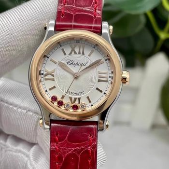 Box certificate 9.8 new chopard happy five diamond watch rose gold automatic mechanical women's watch 278573-6026