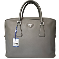 95 new PRADA Prada gray classic triangle logo business portable briefcase original price 31000