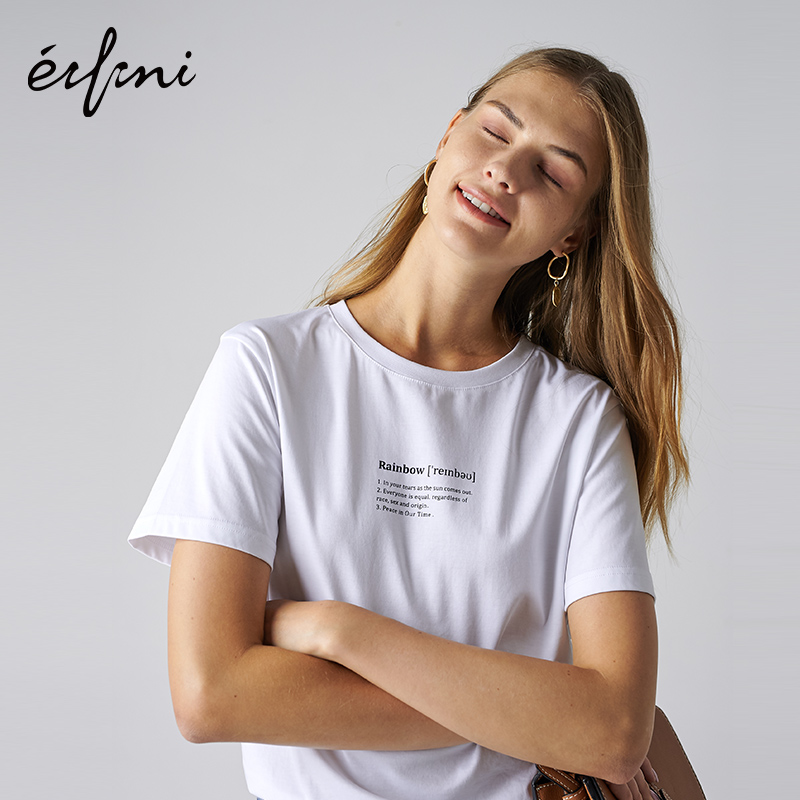 evelie bottoms top women's clothes 2019 spring new short sleeve loose early spring white t-shirt women