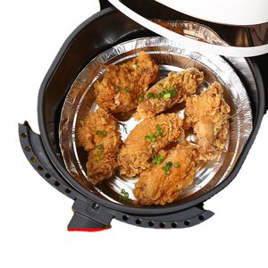 空气炸锅专用纸锡纸盘烧烤箱烘焙锡箔碗家用锡纸盒食品级纸碗圆形