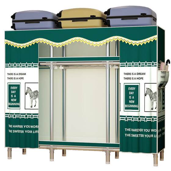 Simple Wardrobe with Alloy Connectors, Thickened Fabric Wardrobe, Assembly Storage Cabinet for Rental Apartments 4