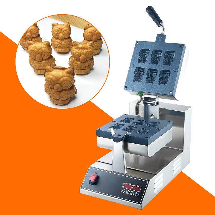 Commercial rotating single-head owl waffle oven, electric heating waffle maker, digital display control scone machine, Taiwanese egg pancake