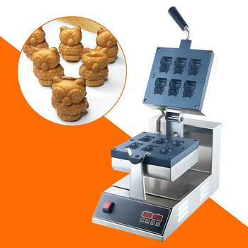 Commercial rotating single-head owl waffle oven, electric heating waffle maker, digital display control scone machine, taiwanese egg pancake