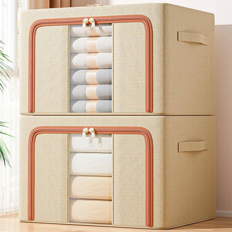 Oxford Cloth Foldable Storage Box for Quilts, Toys, and Clothing, Large Fabric Storage Box with Steel Frame Oxford Cloth Foldable Storage Box for Quilts, Toys, and Clothing, Large Fabric Storage Box with Steel Frame