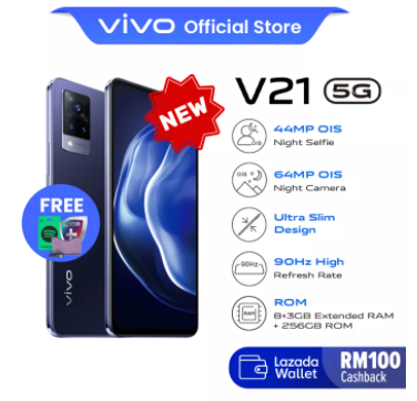 [NEW] vivo V21 5G Smartphone 8GB + 256GB