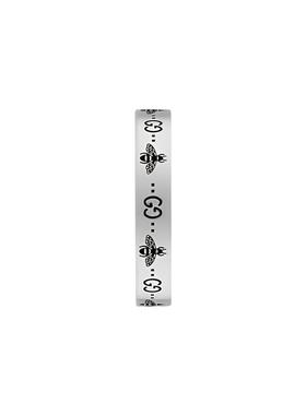 Gucci/古驰GG Marmont系列双G蜜蜂刻花窄版925银银色男女同款戒指