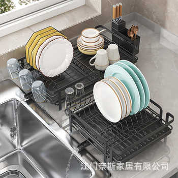 Kitchen drain storage rack retractable storage rack placing dishes for bowls and chopsticks for household multi-functional water guide bowl rack dish basket