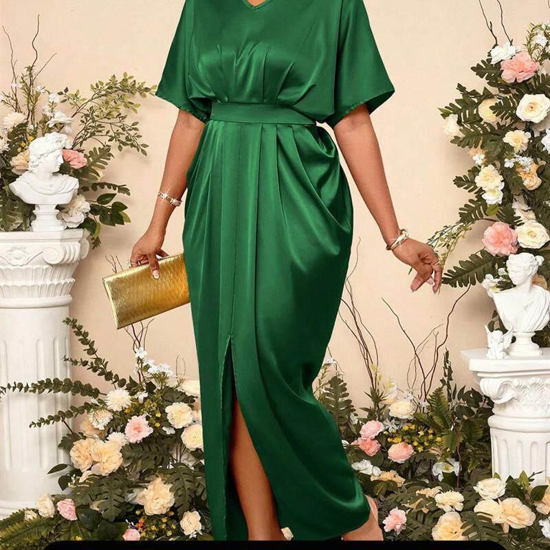 Women's Early Autumn New Satin Dress European and American Style Ball Gown Satin Waist-Cinching Long Skirt Women's Early Autumn New Satin Dress European and American Style Ball Gown Satin Waist-Cinching Long Skirt