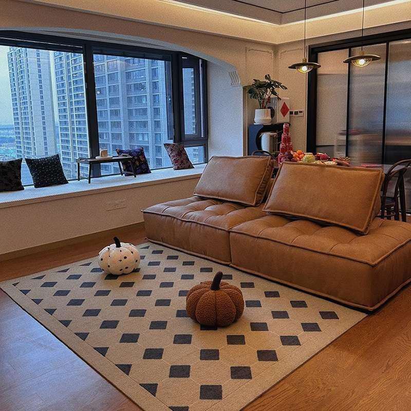 Internet celebrity tofu square straight small sofa combination single Italian minimalist small apartment living room fabric lazy sofa