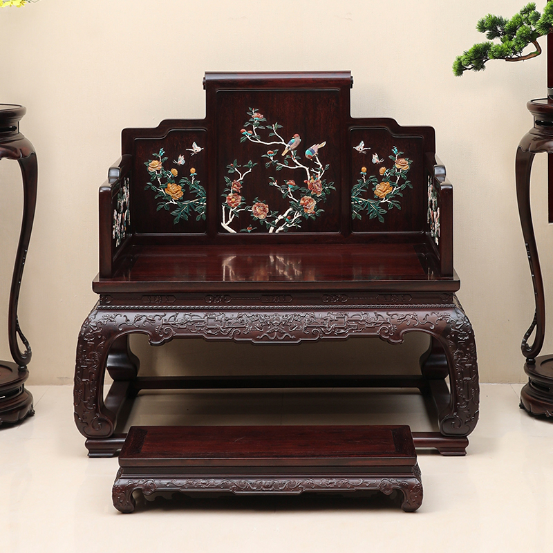 【木】　★ 家具 紅木透彫花鳥紋官帽椅 ★　民国期　鵲 梅花 彫刻文様　明清家具 中国美術】 ☆ 家具 紅木透彫花鳥紋官帽椅 ☆ 民国期 喜鵲