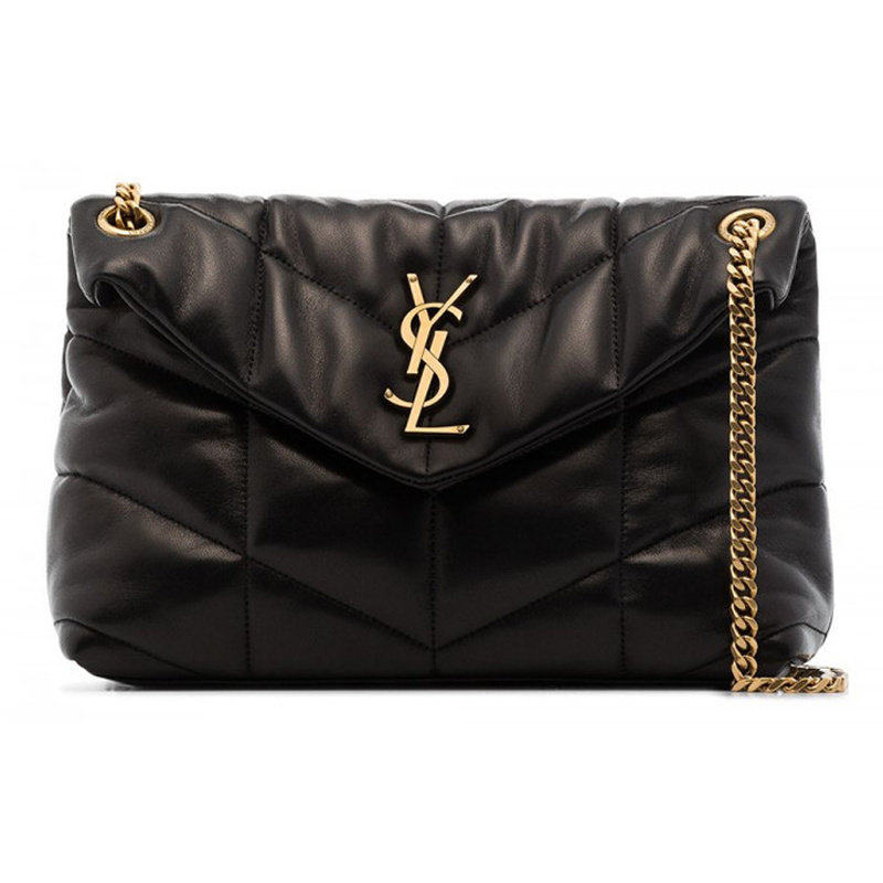 9.9 New Ysl/Saint Laurent Puffer Quilted Sheep Leather Black Women's Small Cloud Bag Shoulder Crossbody Bag