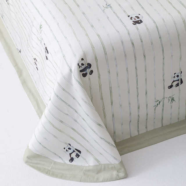 Summer Tianshi Bamboo Fiber Cool Mat Three-piece Set Ice Silk Bed Sheet Cute Panda Air Conditioning Seat Washable Soft Mat