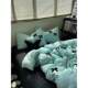 Girl Ins Fresh Blue Black Bow Towel Embroidered Washing Cotton Four-Piece Set Bed Sheet 1.8 Quilt Set Three-Piece Set