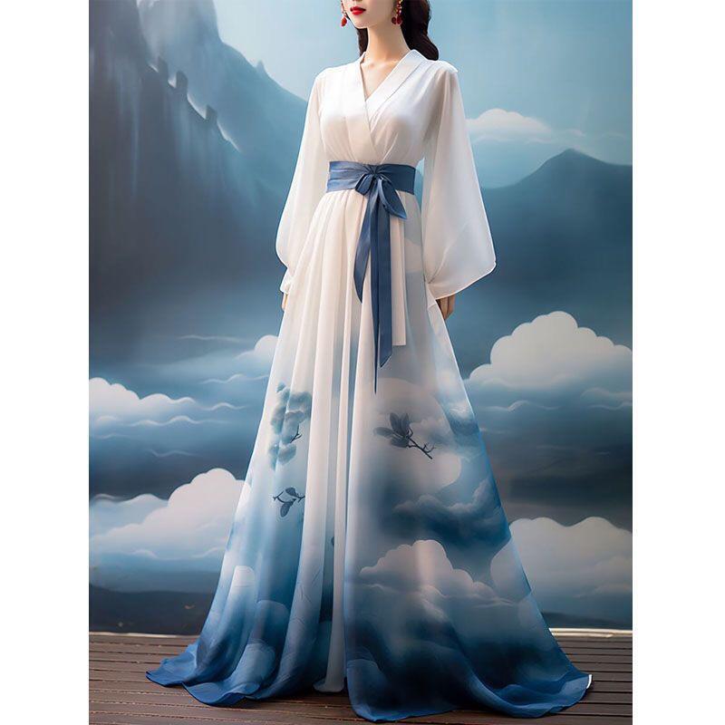 A Hanfu-Style Dress That Can Be Worn to Work, with a Unique Drape, New Chinese Style, and Han Elements, Suitable for Women, a Long Dance Dress