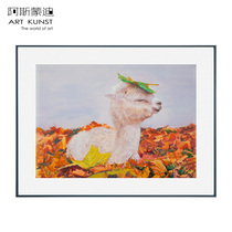 Asmondi Bai Chenyus original watercolor painting Campus Divine Beast Alpaca 2 entrance decoration hanging painting artwork