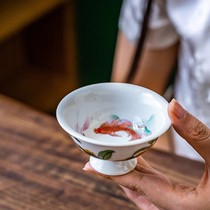 Inside and outside painted master cup 80-year-old provincial master Yuan Shufan hand-painted ceramic tea cup high temperature resistant single cup home gift