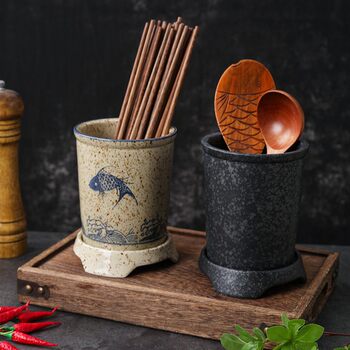 Japanese-style ceramic chopstick barrel chopstick bucket chopstick barrel chopstick cage household chopstick storage rack storage box kitchen filter