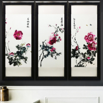 Su embroidery handmade < Fugui Xiangzhen > Triple screen embroidery genuine silk boutique decoration hanging painting