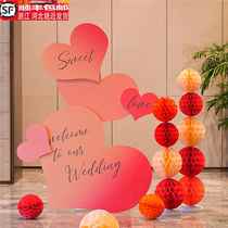 Love kt board wedding engagement party layout decoration floor background board new Chinese style simple and atmospheric background wall