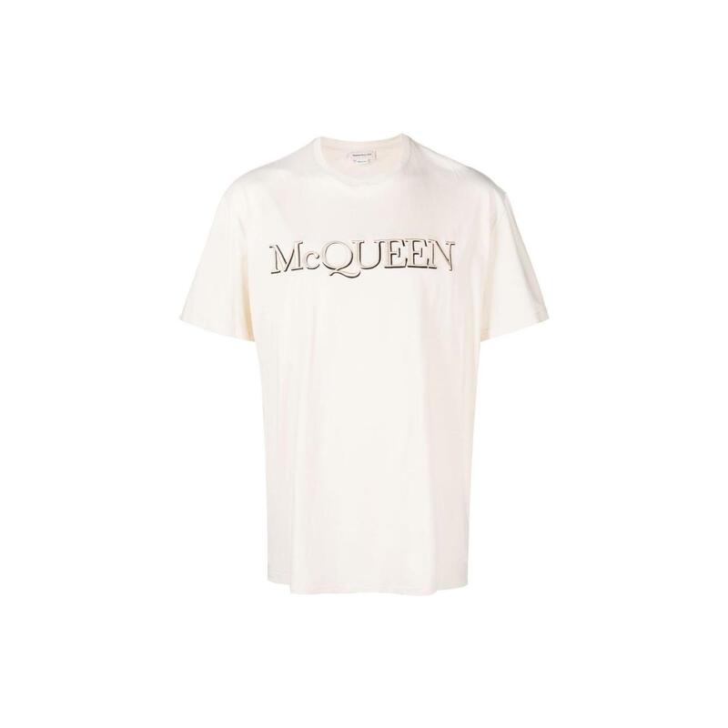 Alexander Mcqueen Fw22 Letter Logo Embroidered Round Neck Short-Sleeved T-Shirt