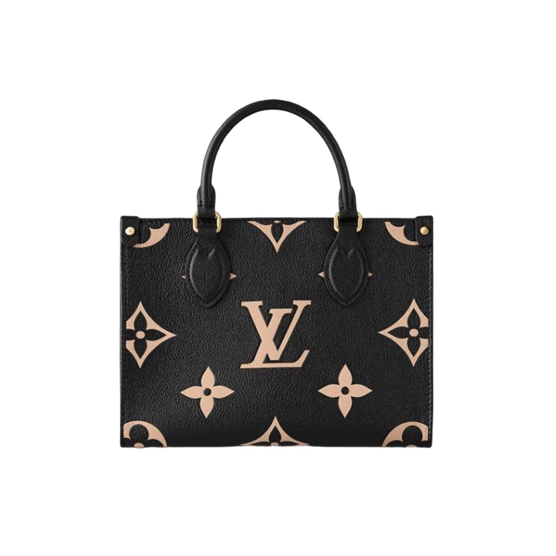 Brand New Lv Louis Vuitton Onthego Small Black and White Cowhide Tote Bag