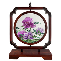 Haute qualité Suzhou broderie double face broderie pure main broderie table écran Pivoine décoration de la maison ornements cadeaux