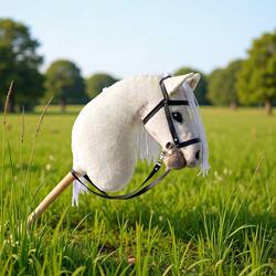 Horse Head Stick Children's Toy with Long Bristle, Realistic Animal Soft Plush Performance Creative Gift Riding Stick