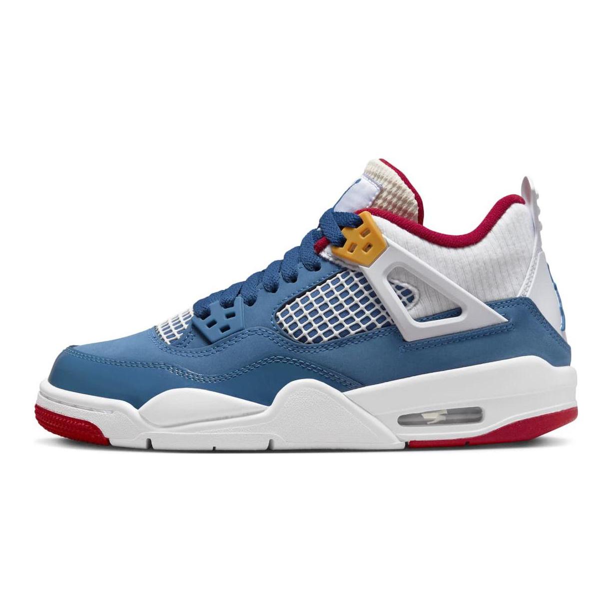 Jordan Air Jordan 4 舒适运动 中帮 儿童篮球鞋 蓝白红