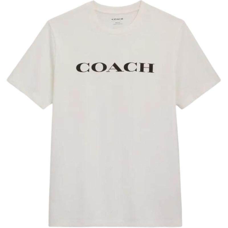 COACH/蔻驰纯色字母Logo短袖 时尚百搭潮流常规T恤 女款白色