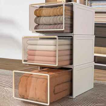 Storage box drawer-type household wardrobe storage box transparent plastic large capacity clothing storage box sorting box