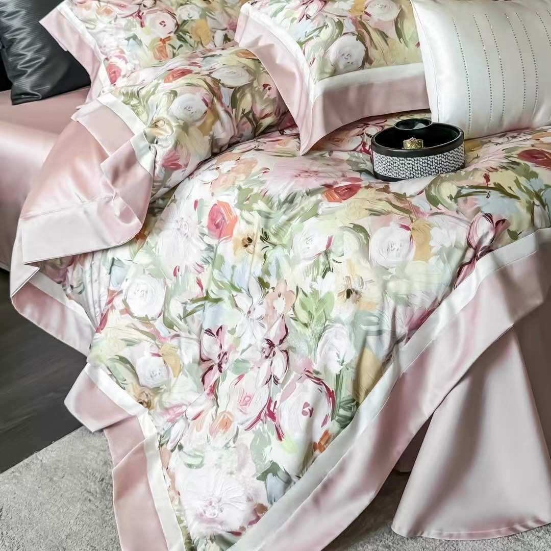 100S天丝棉四件套数码印花花卉美式春夏床上用品被套床单高档双人
