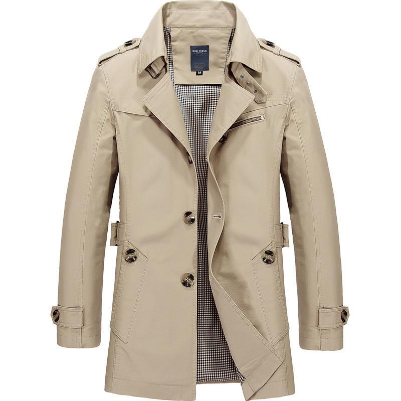Men's Trench Coat for Spring and Autumn, Mid-Length, Lapel, Short Jacket, Coat, Large Size, Cape, Thin, Slim Fit, Workwear Men's Trench Coat for Spring and Autumn, Mid-Length, Lapel, Short Jacket, Coat, Large Size, Cape, Thin, Slim Fit, Workwear