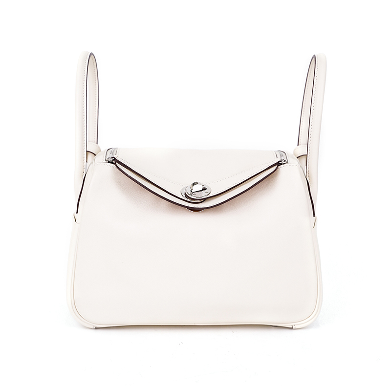 Brand New Hermes Lindy 26 Nata Cream White Silver Buckle Swift Leather Handbag Shoulder Bag
