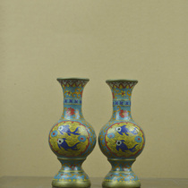 Pair of KC1528 copper cloisonné enamel vases