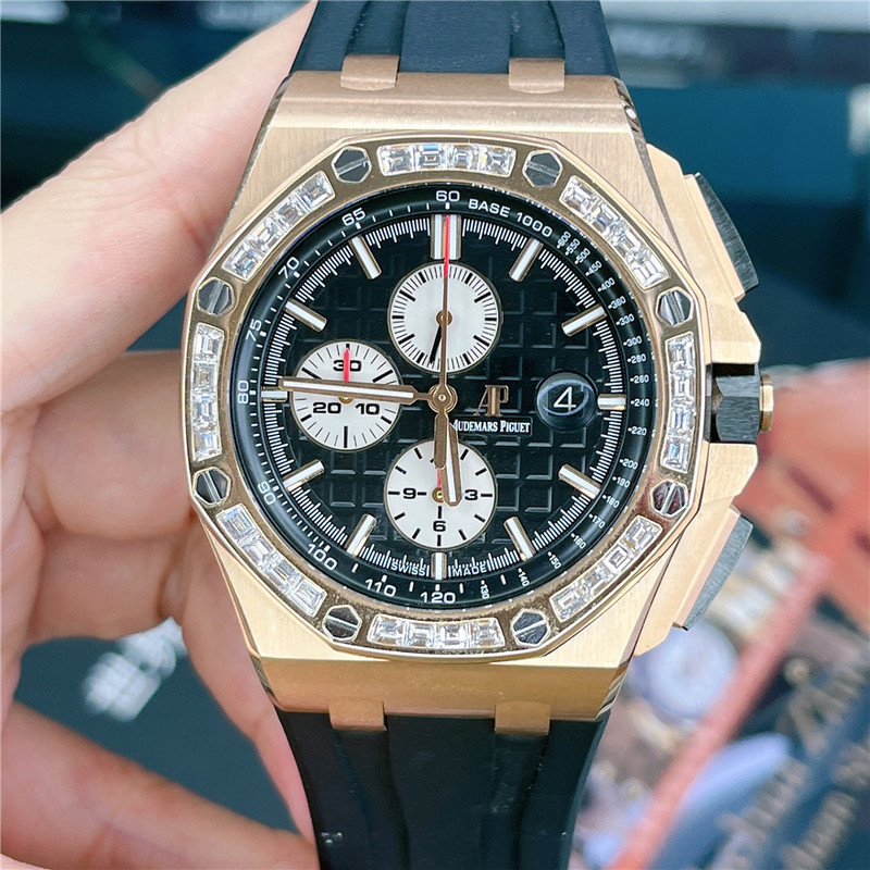 Direct Purchase Price Ap Audemars Piguet Royal Oak Offshore Series Automatic Mechanical Men's Watch Rose Gold with Diamonds 98% New