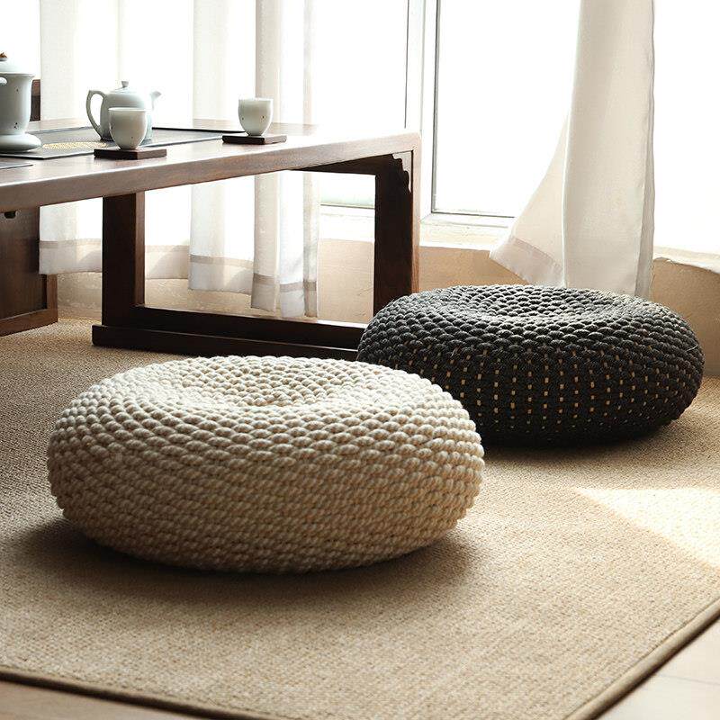 Hand-woven futon cushion, new Chinese style tatami cotton string futon, balcony bay window pouf cushion