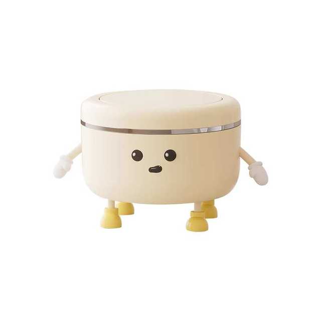 Creative trash can Home dormitory Living room Bedroom with cover Press-type desktop storage barrel Office mini trash can