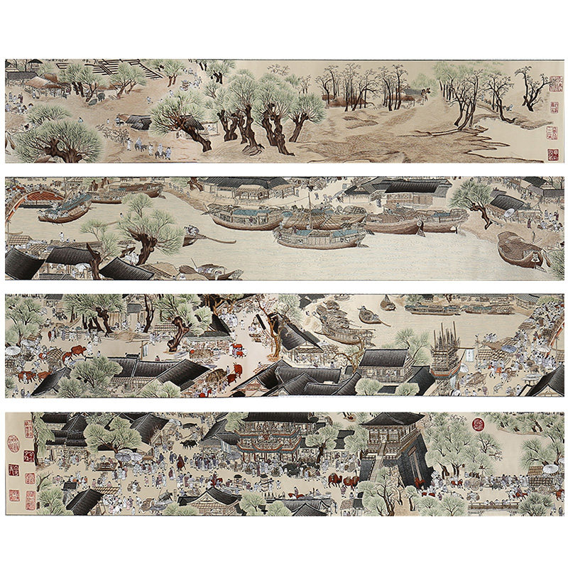 Handmade Collection Grade Embroidery Real Silk Embroidered Henan Jimei Master's works Qingming Upper River Thu 7 9 m