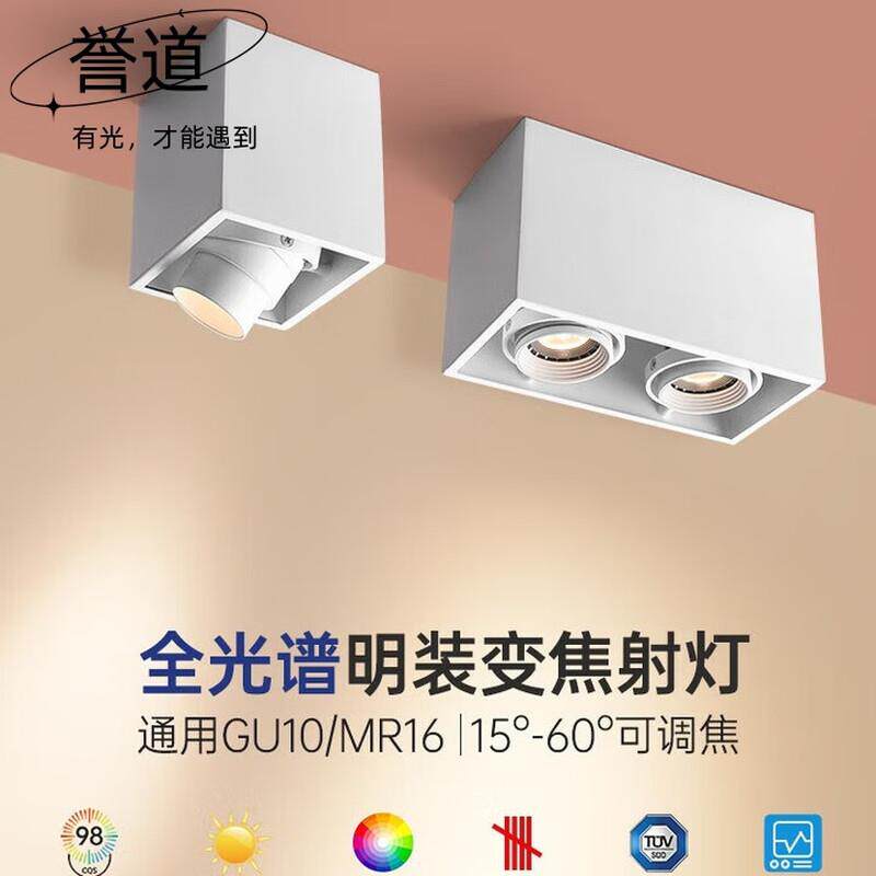 Yudao surface-mounted double-head spotlight living room anti-glare smart dimming color-less main light bold light conjoined downlight cob