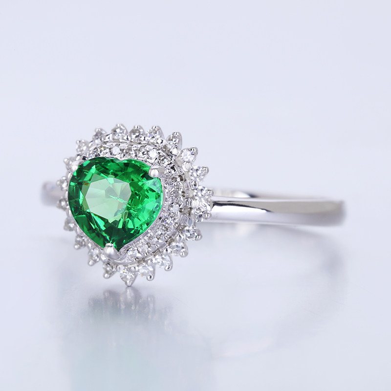 Main stone 0 8 carat heart type pomegranate stone sandalle ring 18K gold inlay 04045