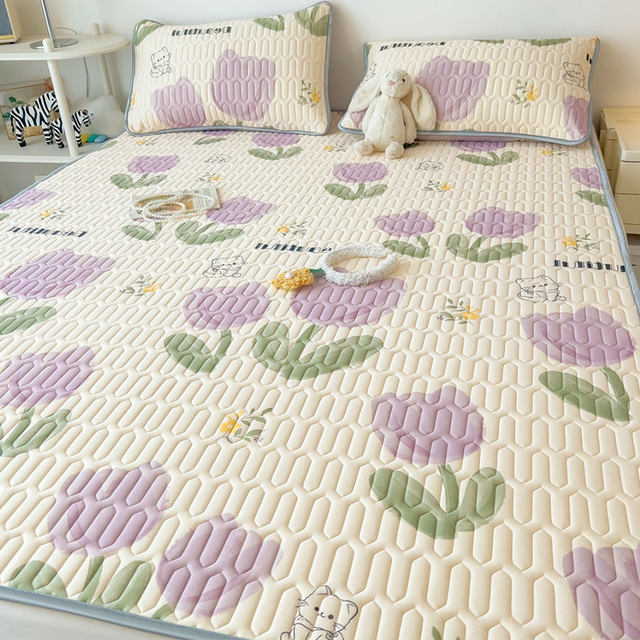 Cartoon latex mat three-piece set summer ice silk bed sheet baby children air conditioning mat pad washable 2025 new model