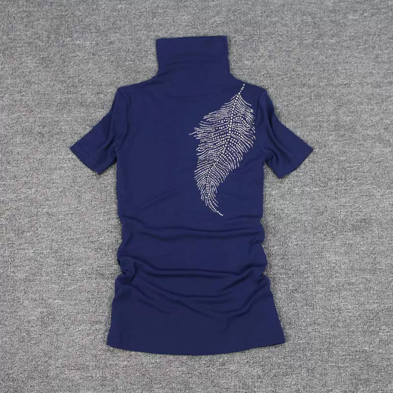 Áo thun châu âu nữ hè 2021 lưới mới cổ cao tay ngắn ôm sát size lớn đáy áo sơ mi T - Áo phông