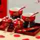 Wedding Bowl and Chopsticks Tea Cup Set Jingdezhen Red Wedding Bowls Pair Wedding Ceremony New Marriage Occasion Dowry Tea Set