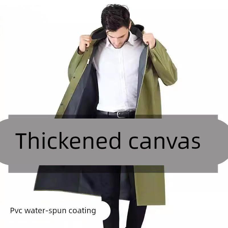 Long Raincoat Full-Body Storm-Proof Adult Canvas Thickened Wear-Resistant Outdoor One-Piece Men's Waterproof Rain Suit Long Raincoat Full-Body Storm-Proof Adult Canvas Thickened Wear-Resistant Outdoor One-Piece Men's Waterproof Rain Suit