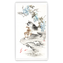 (New product missing) Qin Wenxuan a member of the Chinese Art Society and a famous contemporary art artist Cat Dance with Ink Rhythm
