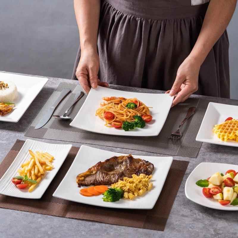Steak Plate Creative Pure White Western-Style Dinner Plate Square Plate Steak Knife and Fork Plate Set Ceramic Western-Style Tableware Complete Set Steak Plate Creative Pure White Western-Style Dinner Plate Square Plate Steak Knife and Fork Plate Set Ceramic Western-Style Tableware Complete Set