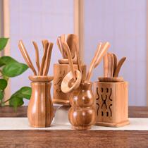 Black sandalwood six gentlemen complete set bamboo solid wood combination ceramic celadon Kung Fu tea set tea ceremony accessories tea clip